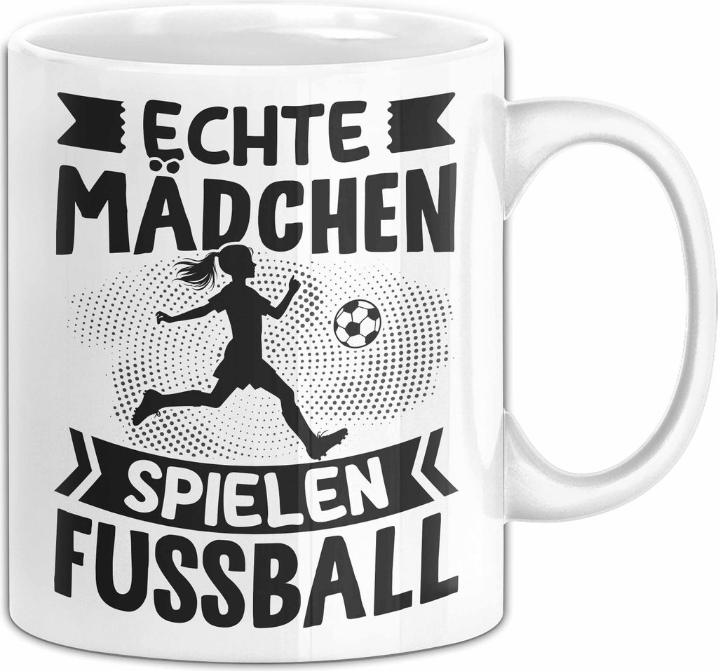 Fußballspielerin Tasse Geschenk Echte Mädchen Spielen Fußball Geschenkidee Frauenfußball Geburtstag Kaffee-Becher (Weiß)