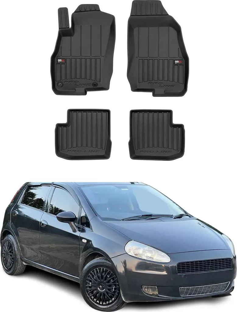 FIAT GRANDE PUNTO Dal 2005 Al 2012 Tappeti Per Auto, Tappetini In Moquette Su Misura Con Ricamo A Filo