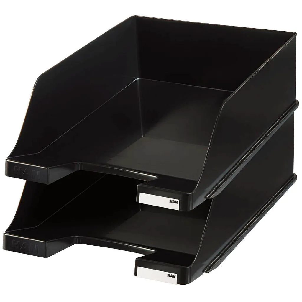 HAN 1047-13 Corbeille à courrier XXL noire DIN C4 lot de 2 pièces