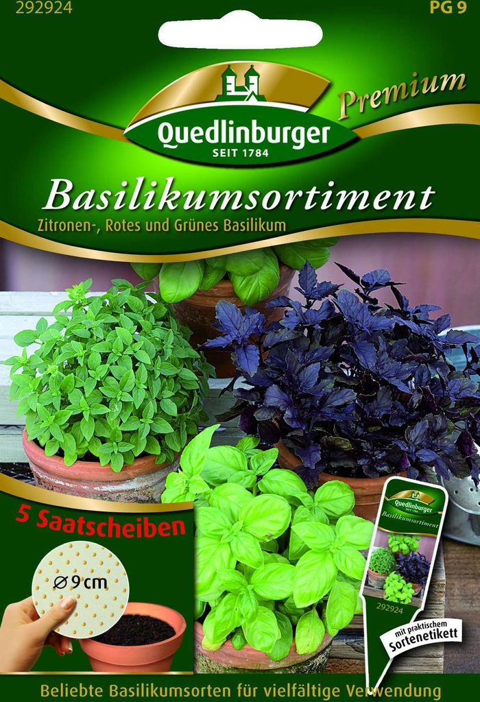Basilikum 'Mischung' Quedlinburger Blumensamen Saatscheibe Produktbild 