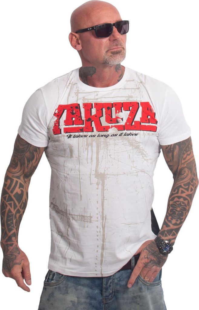Yakuza Herren As Long Regular T-Shirt, Weiß, XL