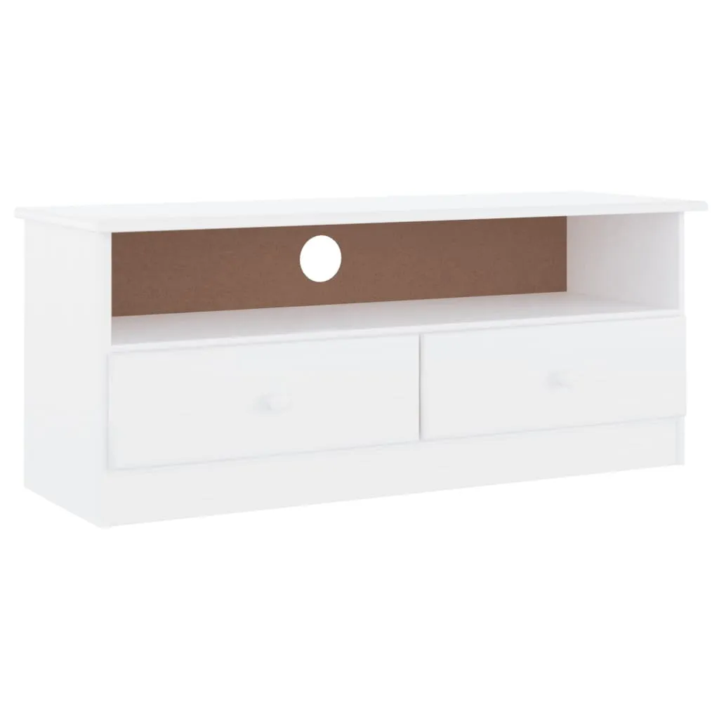 Porta TV ALTA White in Legno Naturale di Pino 100x35x41 cm