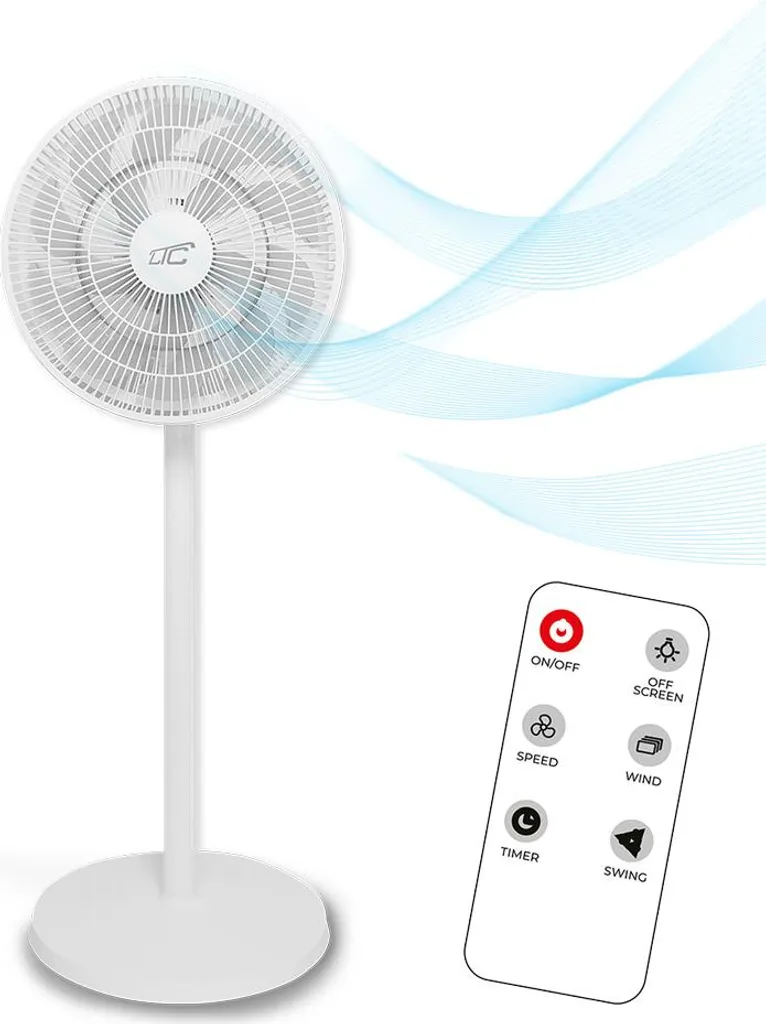 Ventilateur sur pied pour salon et bureau avec télécommande sans fil