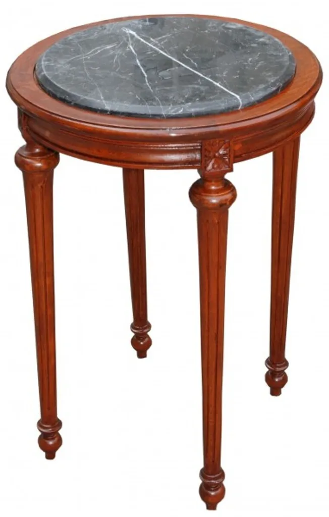 Table d'appoint baroque ronde marron noir marbre ModY23 72 x 49 cm