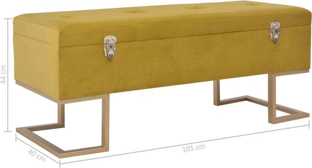 Banc avec rangement 105 cm velours jaune moutarde - Coffre élégant