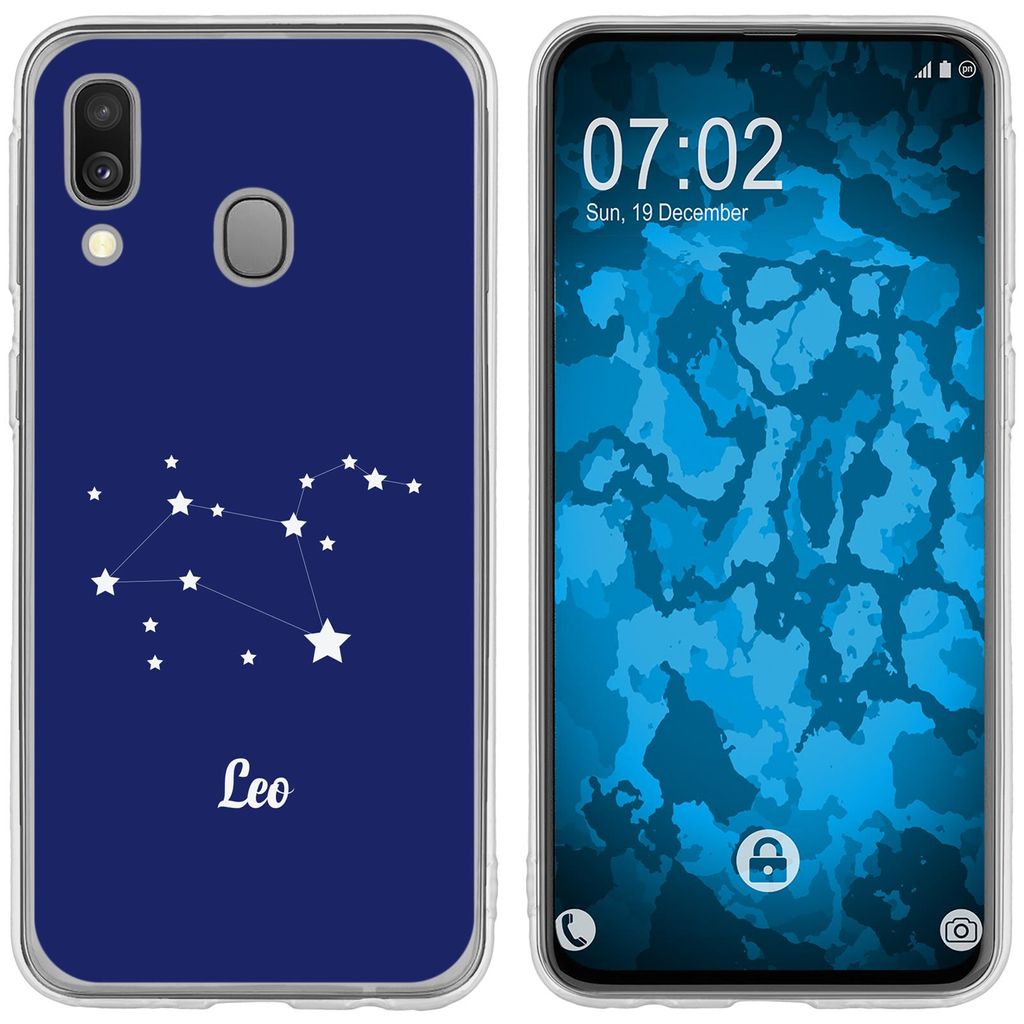 PhoneNatic Case kompatibel mit Samsung Galaxy A40 Silikon-Hülle SternzeichenLeo M4