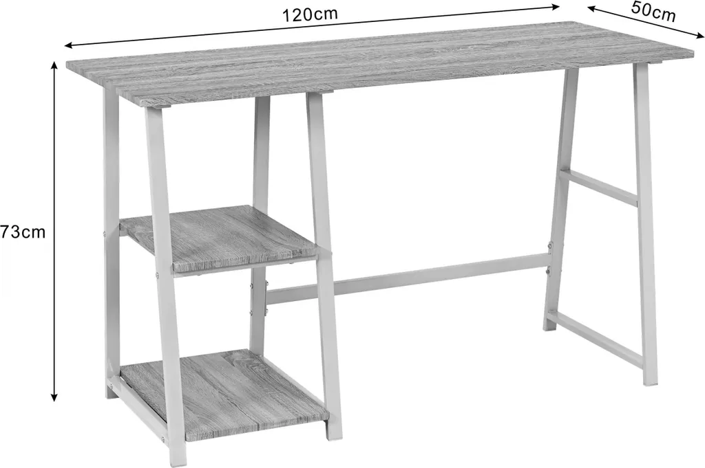 Table de bureau avec rangements intégrés 120cm décor chêne Dwayne - 6