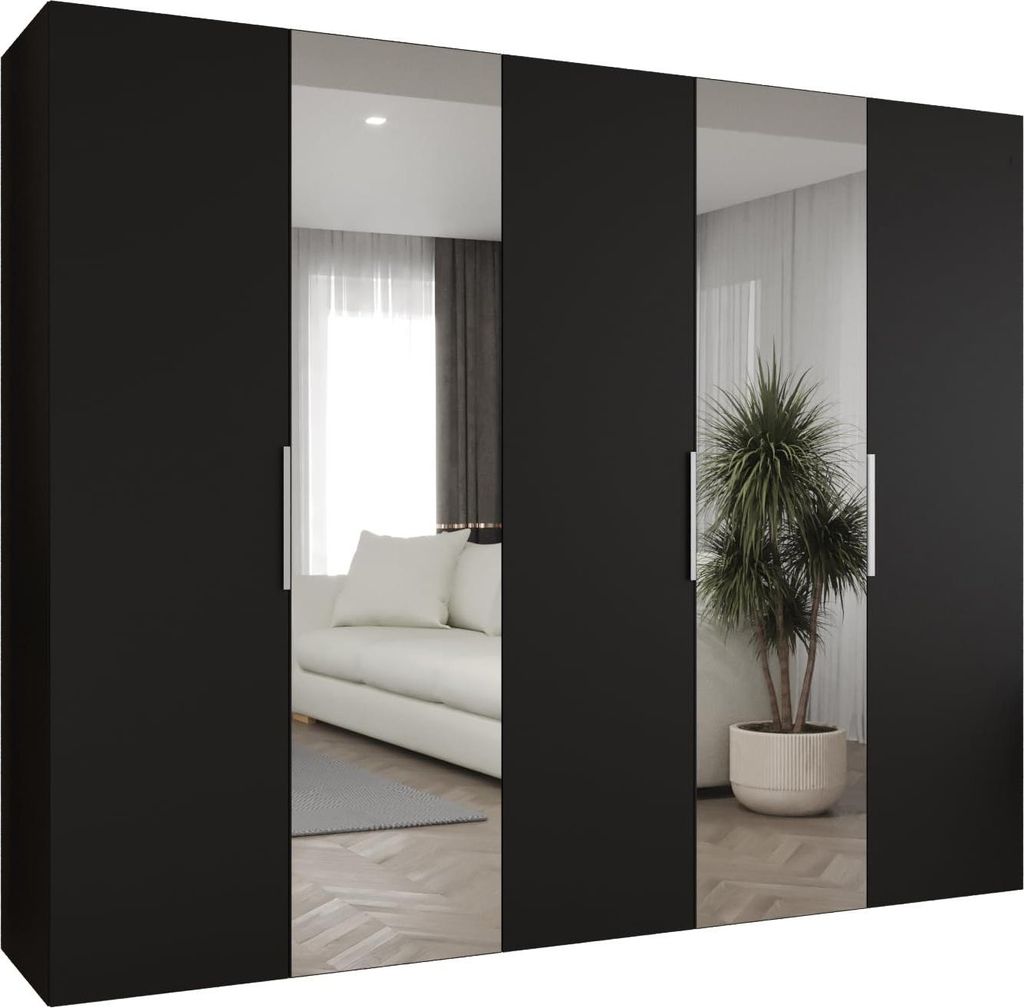 MEBLE KRYSPOL, Kleiderschrank, Schrank 250 cmx202x52, Schwarz, Kaschmir
