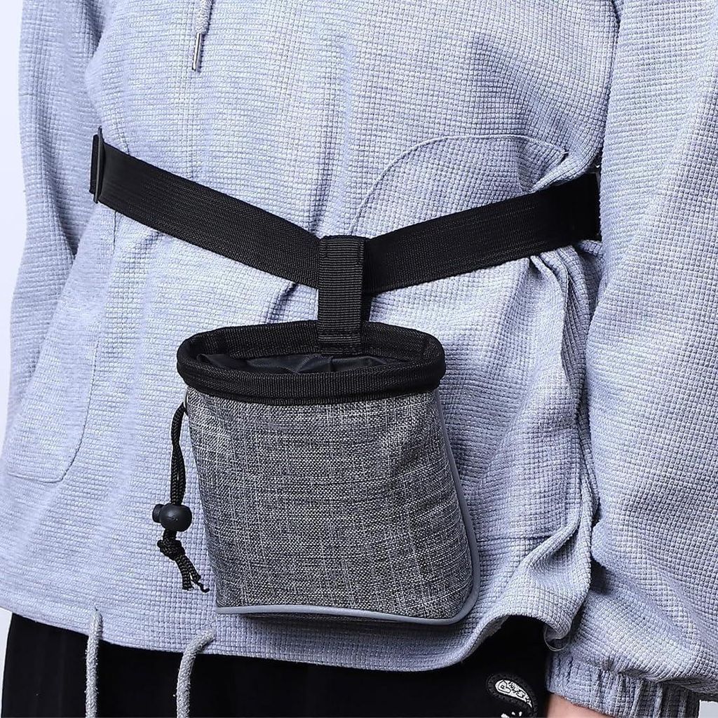 Fußsack für Hundetraining - Grau - Multifunktionale Leckerlitasche mit Kotbeutelspender - Wasserdichte Futtertasche für Hundetraining
