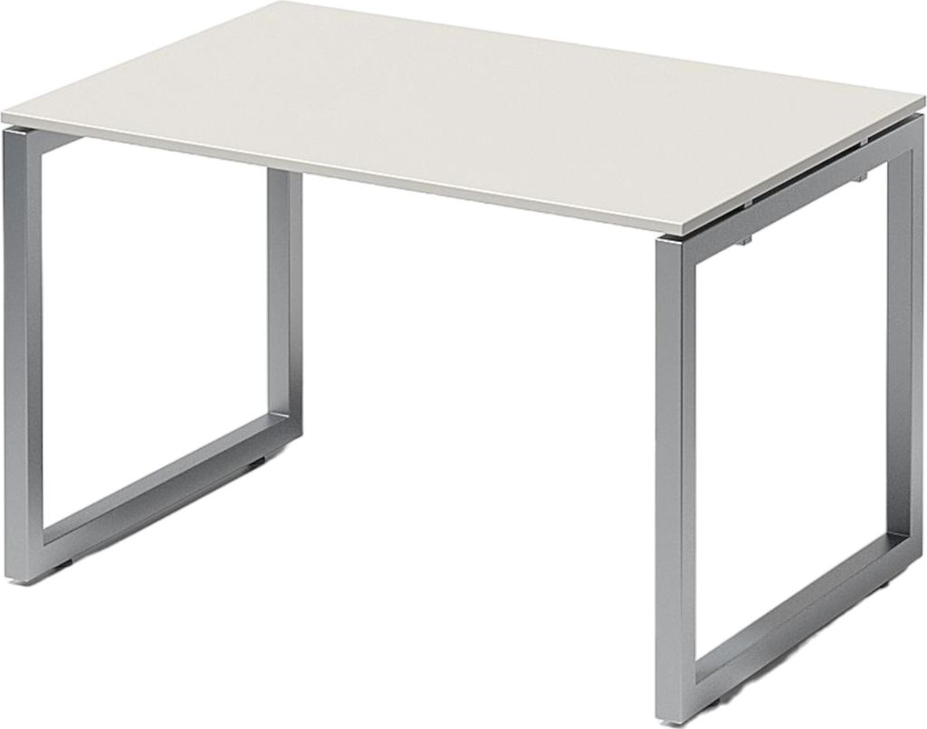 Bisley Cito Schreibtisch O-Gestell fixiert - Gestell: Silber, Größe: 120 x 80 cm, Nachbildung: Grauweiß