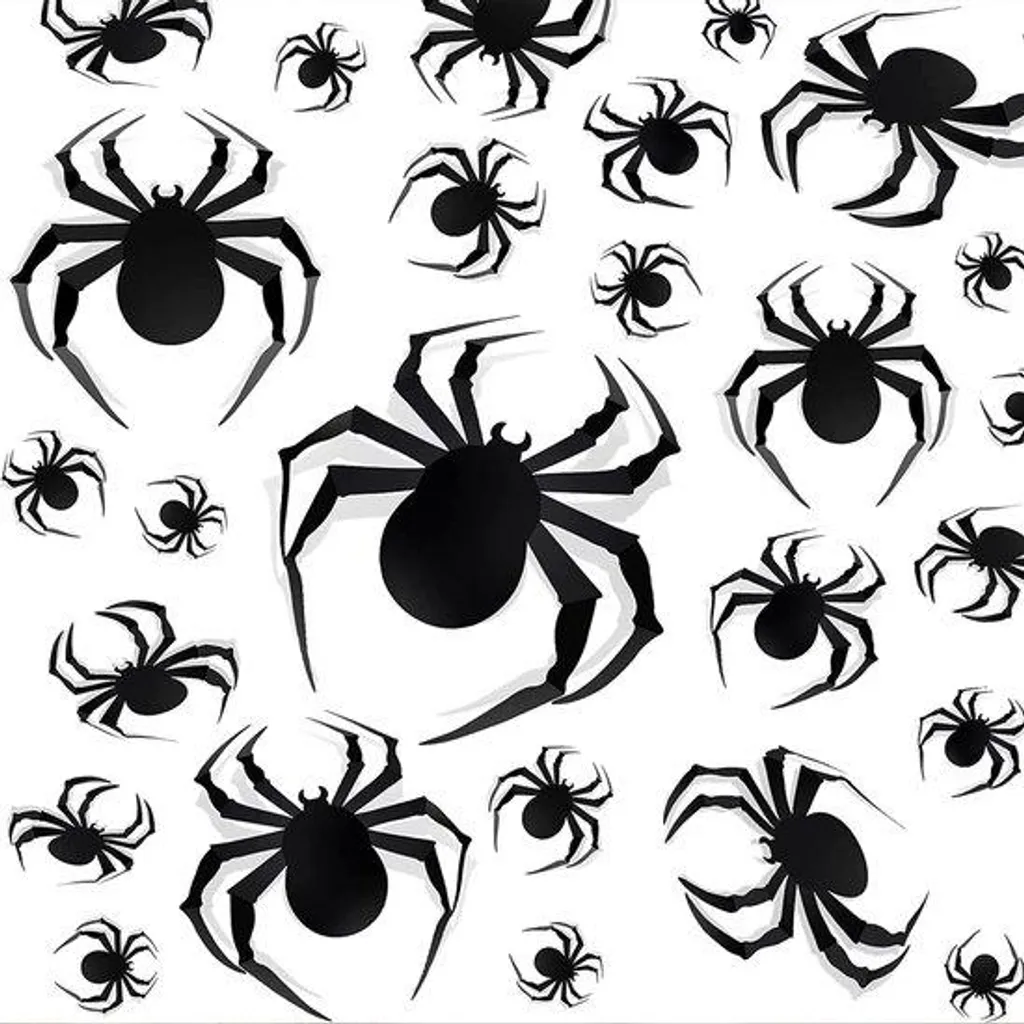 Décoration murale araignées 3D noires en PVC pour ambiance Halloween