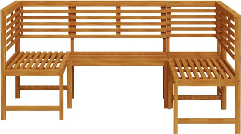 Aménagement jardin : Ensemble de 3 bancs en bois massif d'acacia brun - 7