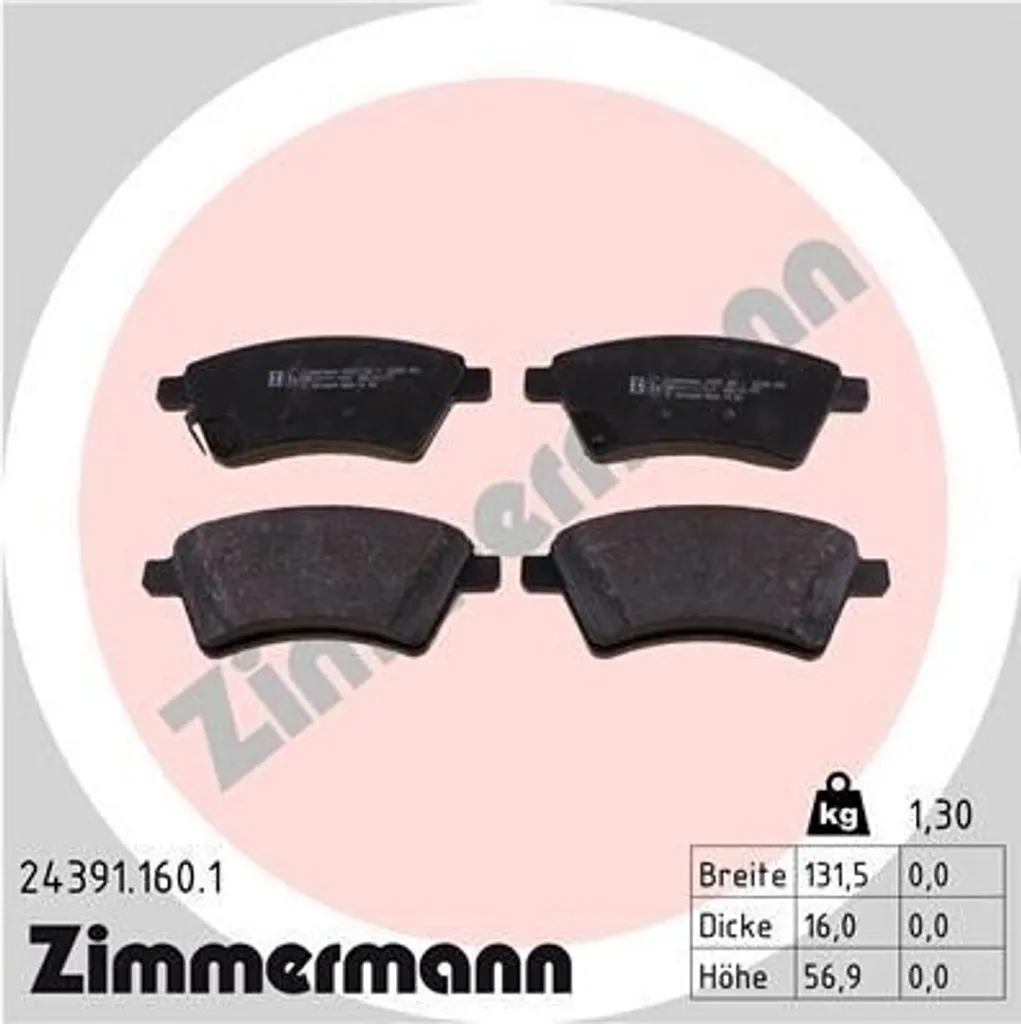 Plaquettes de Frein Fiat Sedici Zimmermann 24391.160.1 Route et Ville