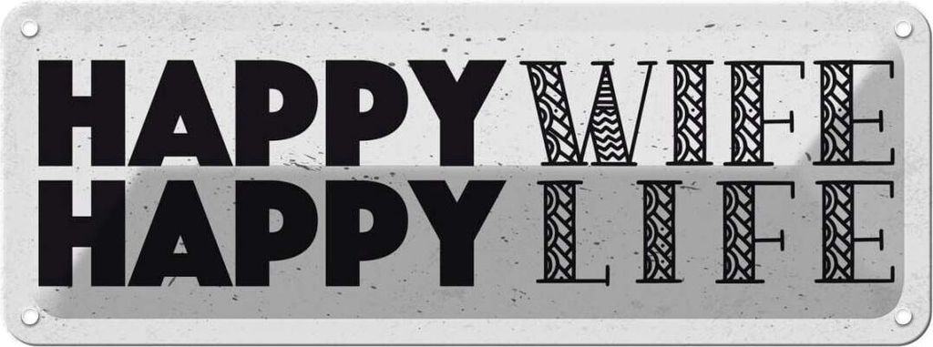 vianmo Blechschild 10x27 cm Frau Happy wife happy Life