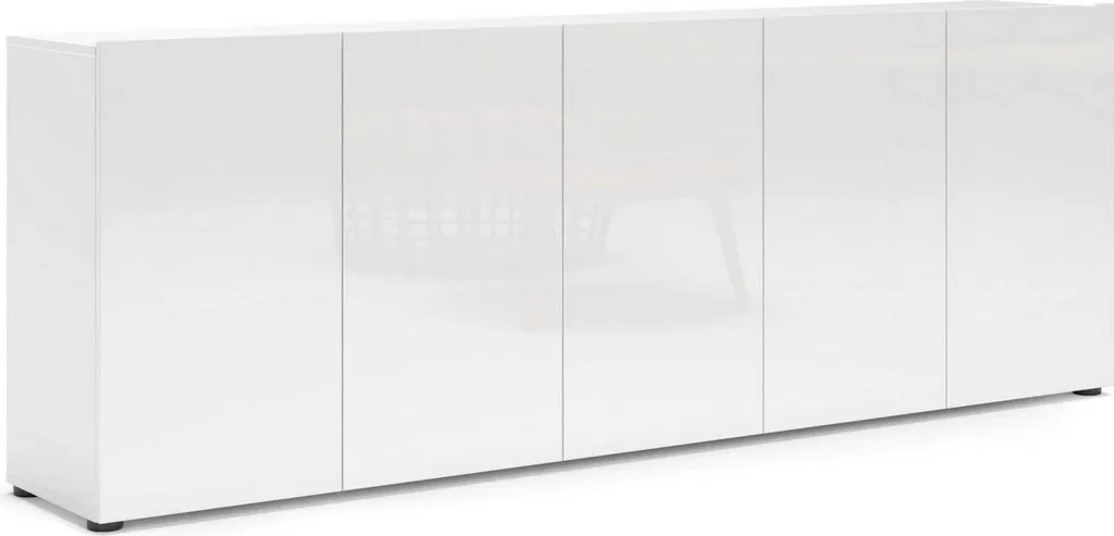 Macaria Buffet Blanc Brillant 225x38x79h cm - Enfilade Made in Italie