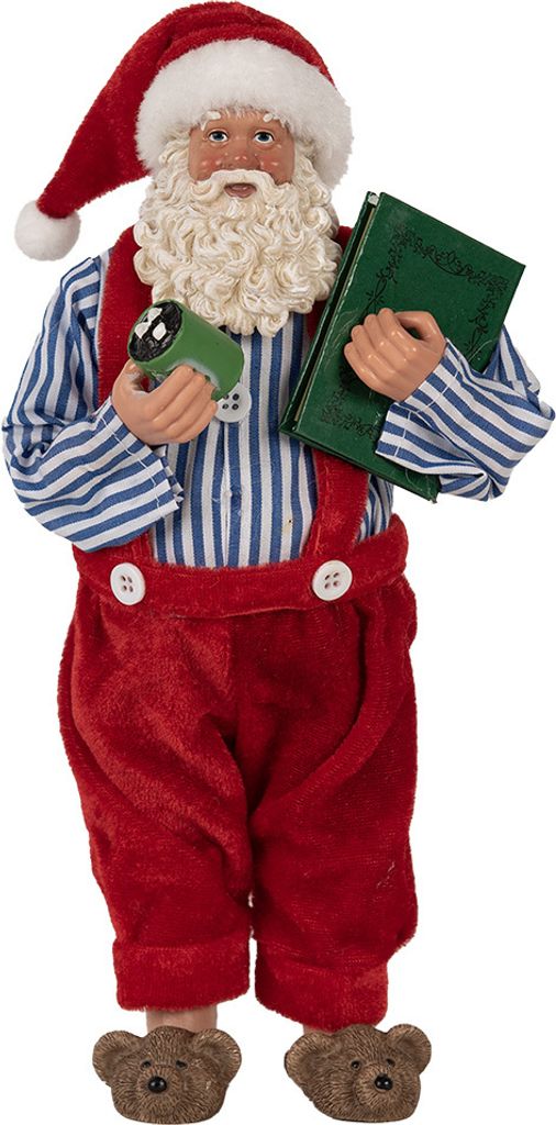 Clayre & Eef Weihnachtsdekorationsfigur Weihnachtsmann 27 cm Rot Kunststoff