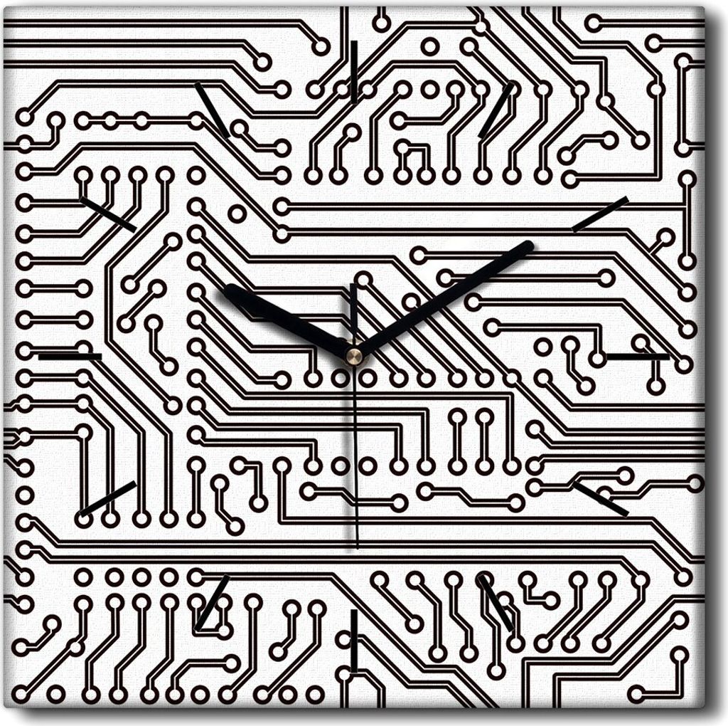 Coloray Uhr auf Leinwand 30x30 cm Wand Uhr Dekoration Wohnzimmer Segeltuch schwarze Hände -Kunst elektrischer Stromkreis