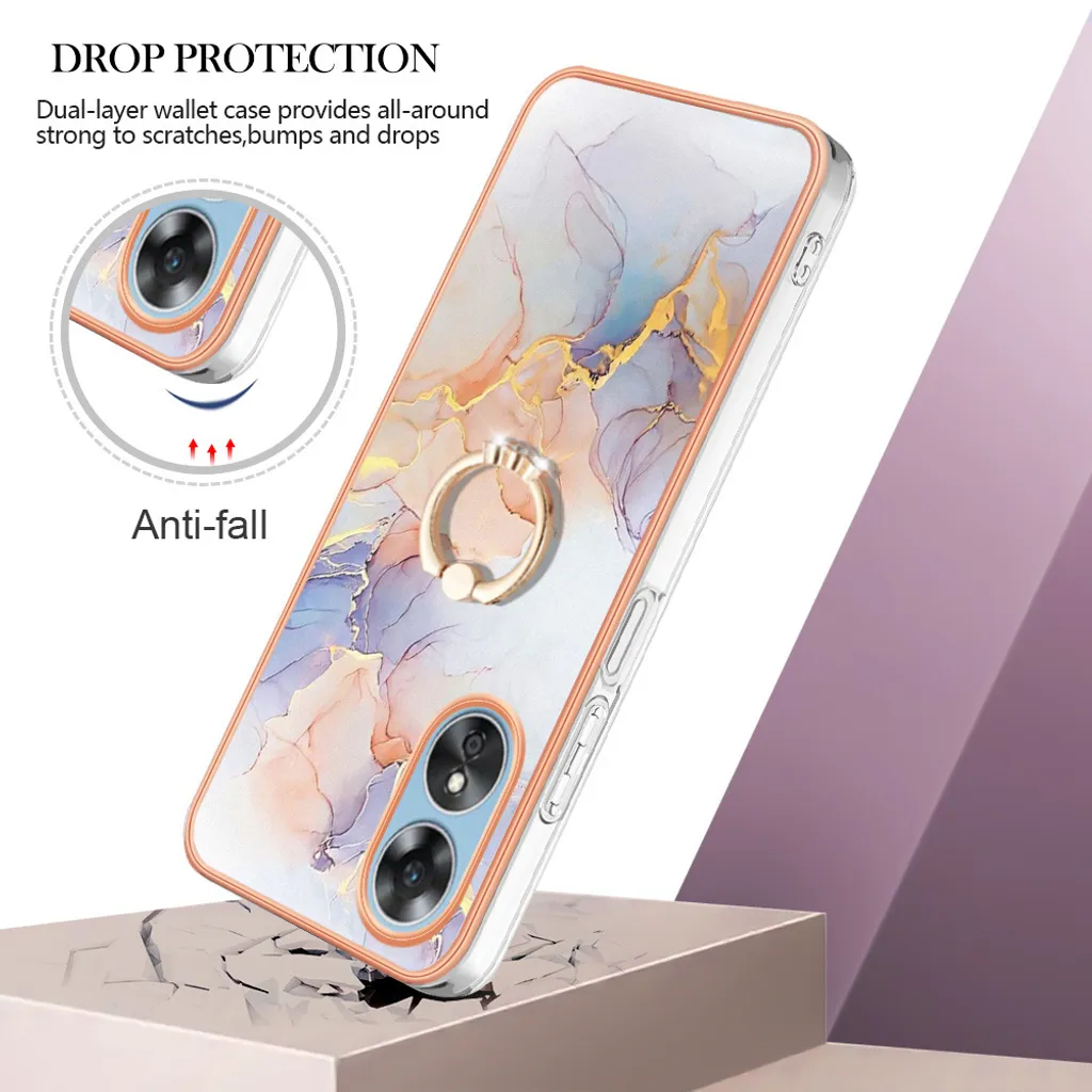XINYEXIN Cover Per Oppo A17, Custodia In TPU Con Bordo Dorato, Antiurto, Silicone Morbido, Vestibilità Precisa, Colore Bianco