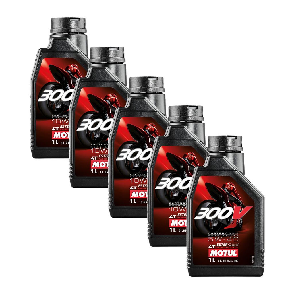 5 szt. Motul 300V 4T FL Road Racing 10W-40 – olej silnikowy Zdjęcie produktu 