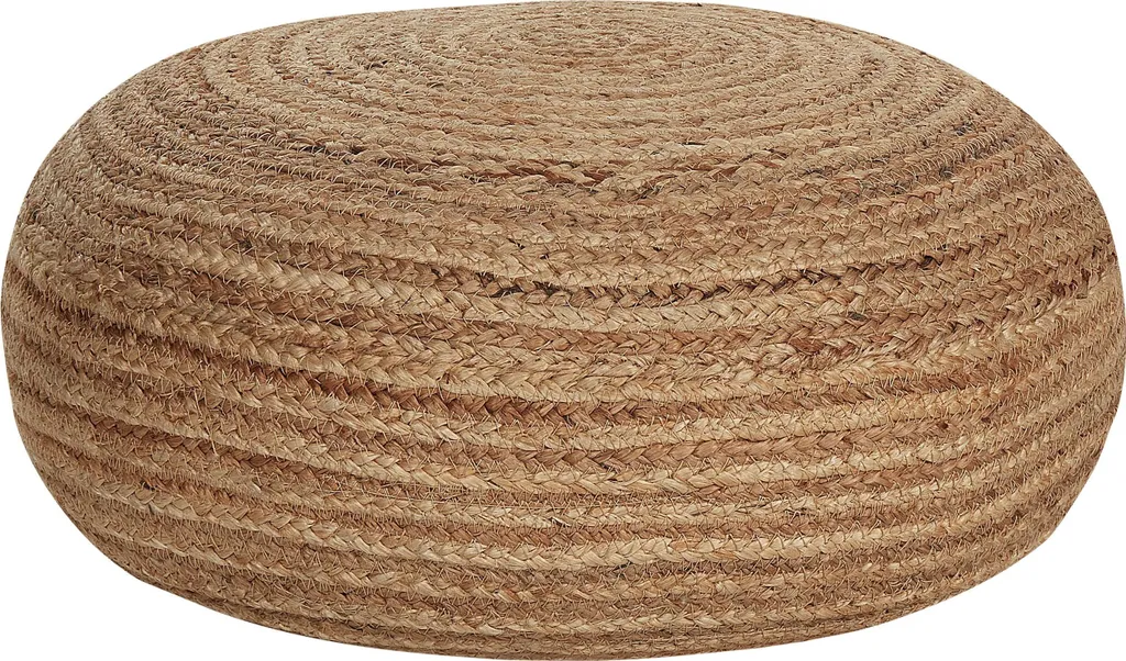 Pouf beige rond en jute - Solution d'assise gain de place style bohème