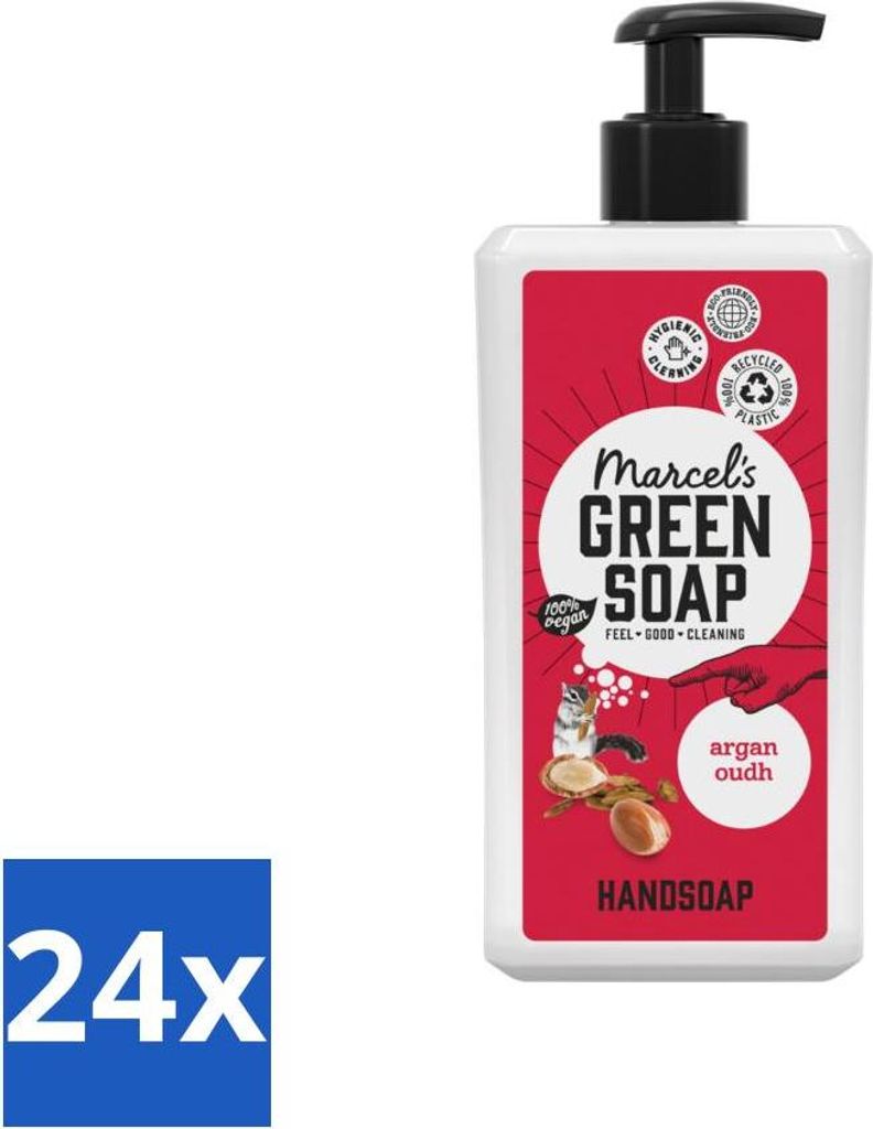 Marcel's Green Soap - Argan & Oudh Handseife - Pflanzlich & Nachhaltig - 500 ml - Vorteilspack - 24 Stücke
