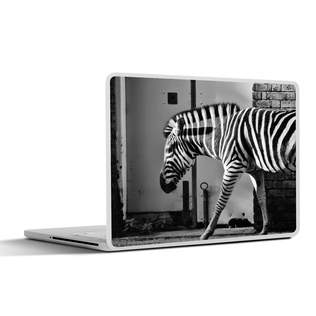 MuchoWow Laptop Aufkleber Sticker Cover Zebra - Wand - Tür - Tiere - Schwarz und weiß 40x30 cm - Laptop Dekoration - Selbstklebend