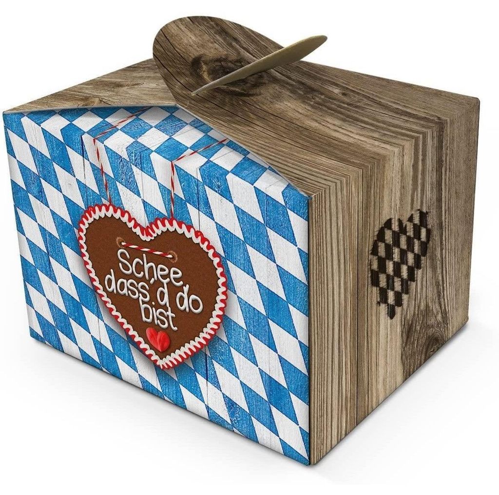 50 kleine SCHÖN DASS DU DA BIST blau weiß kariert bayerische Mini-Geschenkschachtel Geschenkkarton 8 x 6,5 x 5,5 cm Verpackung Kunden Hochzeits-d...