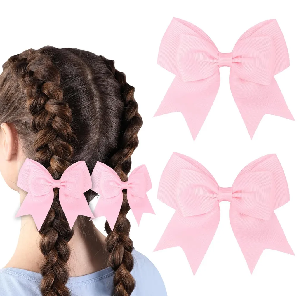 Barrette anti-glisse avec nœud satin pour fixer les cheveux épais, rose
