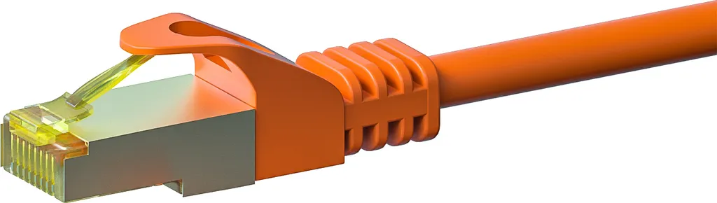 Cavo di rete RJ45 S/FTP (PiMF), con cavo CAT 7 grezzo, arancione, 1 m