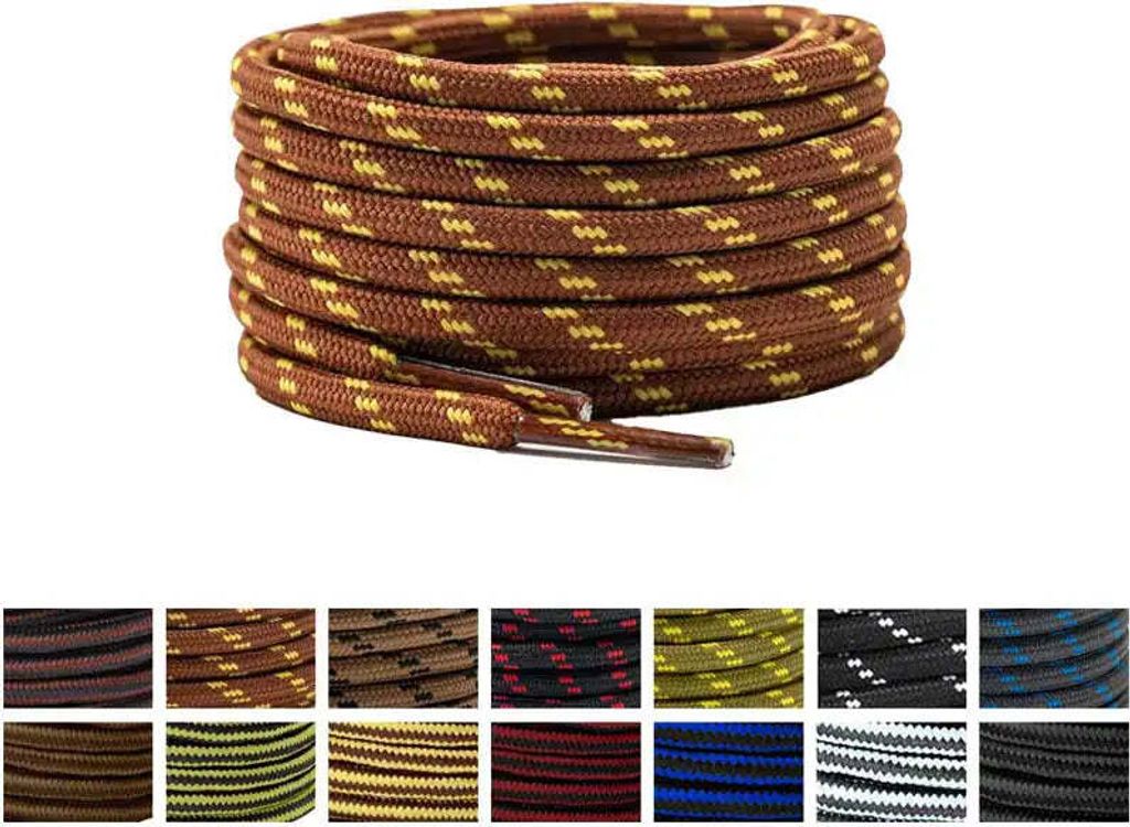 Zweifarbige Schnürsenkel für Wanderschuhe / Arbeitsschuhe - Braun Gelb Gemustert - 120 cm