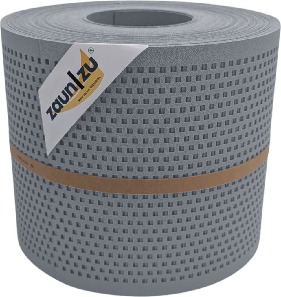 Doppelstab Sichtschutz zaun|zu PREMIUM gelocht QUADRAT Streifen PP Zaunblende Fenstergrau 26m