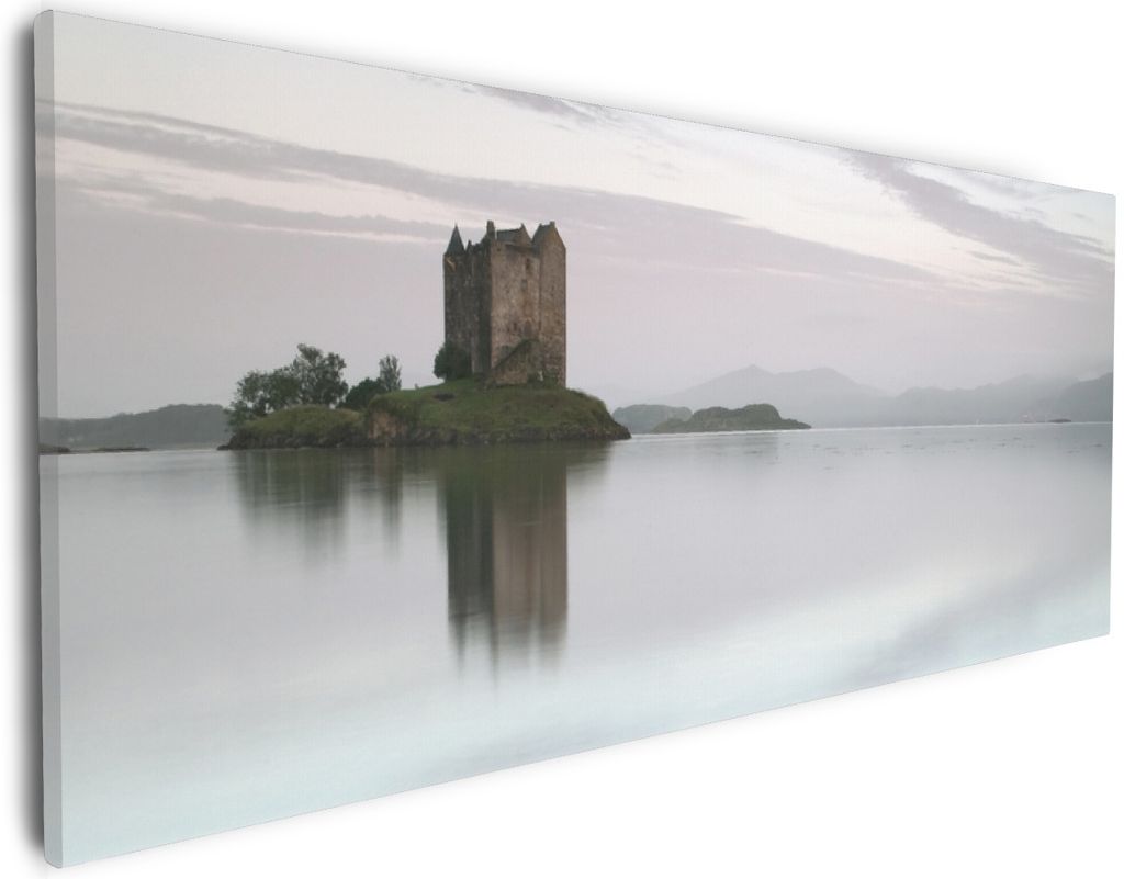 Wallario Premium Leinwandbild Schloss in Schottland in Größe 30 x 75 cm