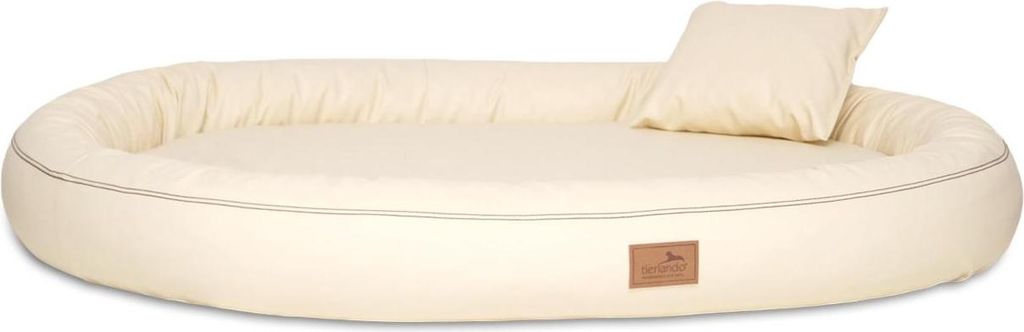 tierlando Orthopädisches Hundebett GILBERT ORTHO Hair-Protect LATEX Kunstleder - Größe: 85x65cm | Farbe: 05 Creme