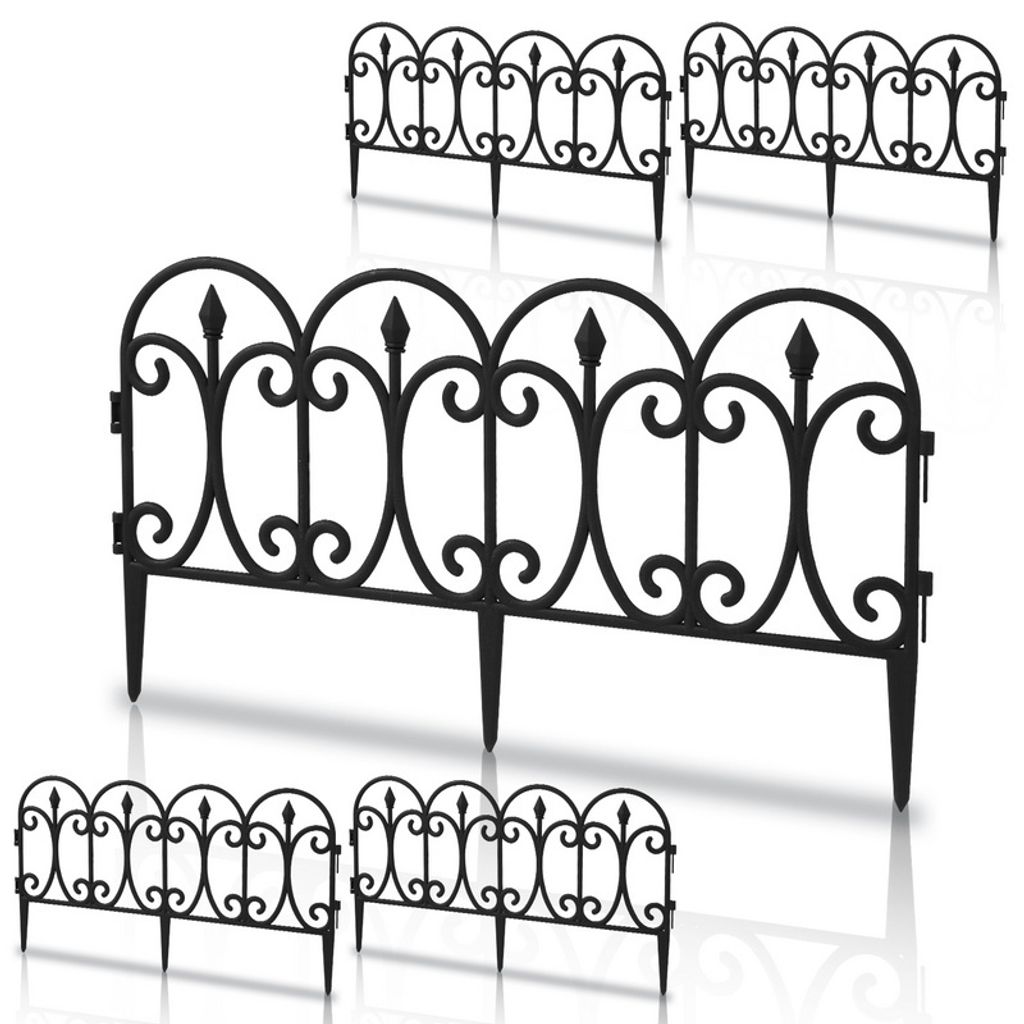 TolleTour 5 tlg. Beetzaun Hof Gartenpalisade Beetumrandung Beeteinfassung schwarz
