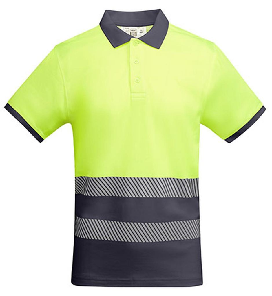 Roly Workwear HV9318 | Poloshirt Atrio Shortsleeve Poloshirt Herren - Farbe: Lead 23/Fluor Yellow 221 - Größe: L