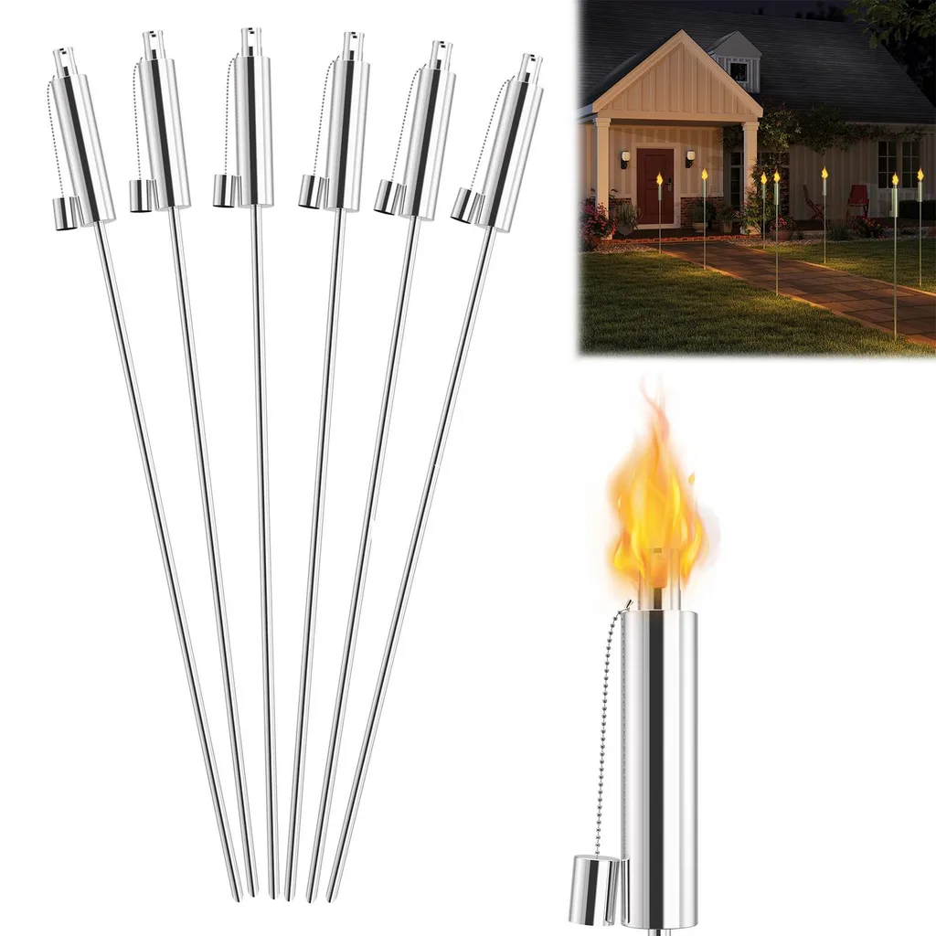 Torche de Jardin pour Terrasse et Balcon - Kit de 6 Flambeaux 115 cm