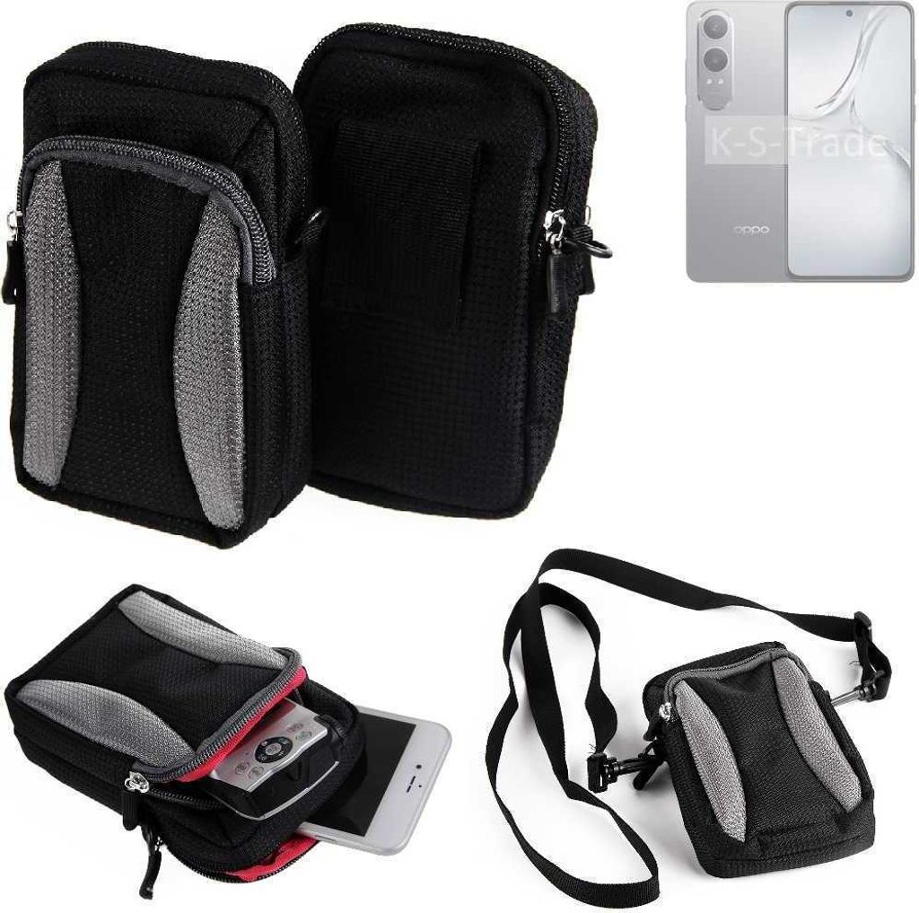 K-S-Trade Holster Schutz Hülle kompatibel mit Oppo K12x Handy Hülle Gürteltasche Umhängetasche mit Zusatzfach schwarz