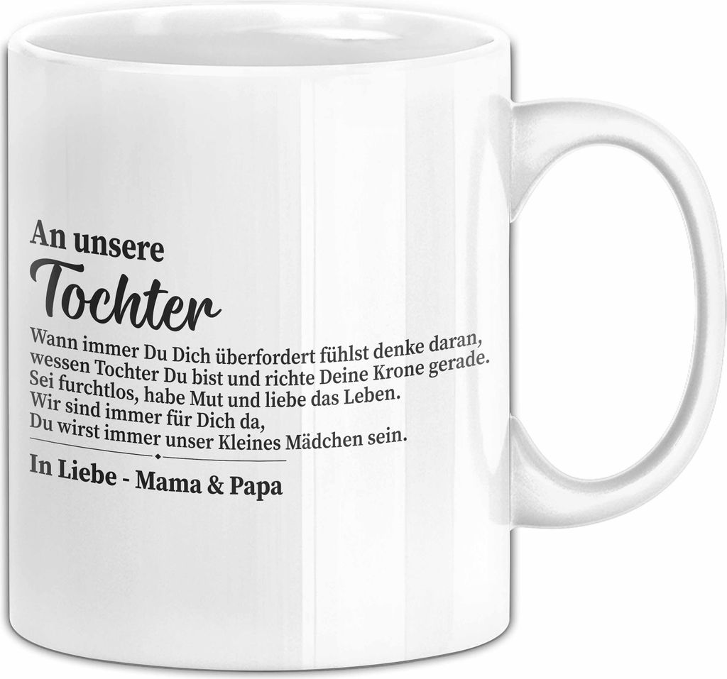 Mutter Tochter Tasse Geschenk Mädchen Geschenke Teenager 18. Geburtstag Herz Von Mama Und Papa Spruch Kaffee-Becher (Weiß)