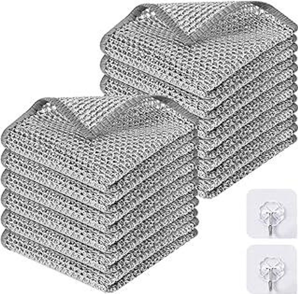 AUAUY 12er Spüllappen Set, Geschirrspüllappen Spüllappen Draht-Geschirrspüllappen, Kratzfrei, Wiederverwendbar & Waschbar, nachhaltige Reinigun...
