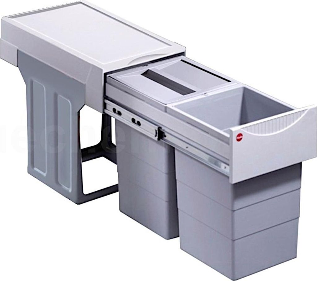 HAILO 3666821 Abfallsorter 30 (2x15) Liter TANDEM ab 30 cm Schrankbreite, hellgrau