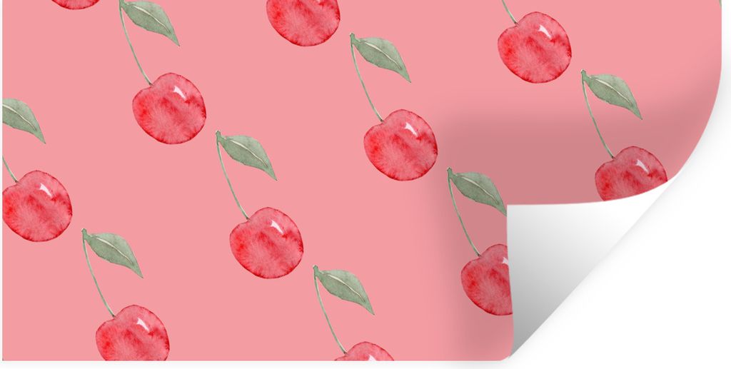 MuchoWow Wandtattoo Wandsticker Wandaufkleber Kirsche - Rosa - Aquarell 80x40 cm Selbstklebend und Repositionierbar - Aufkleber