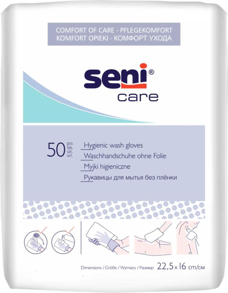 Seni Care Waschhandschuhe unfoliert 12x50 Stück Produktbild 