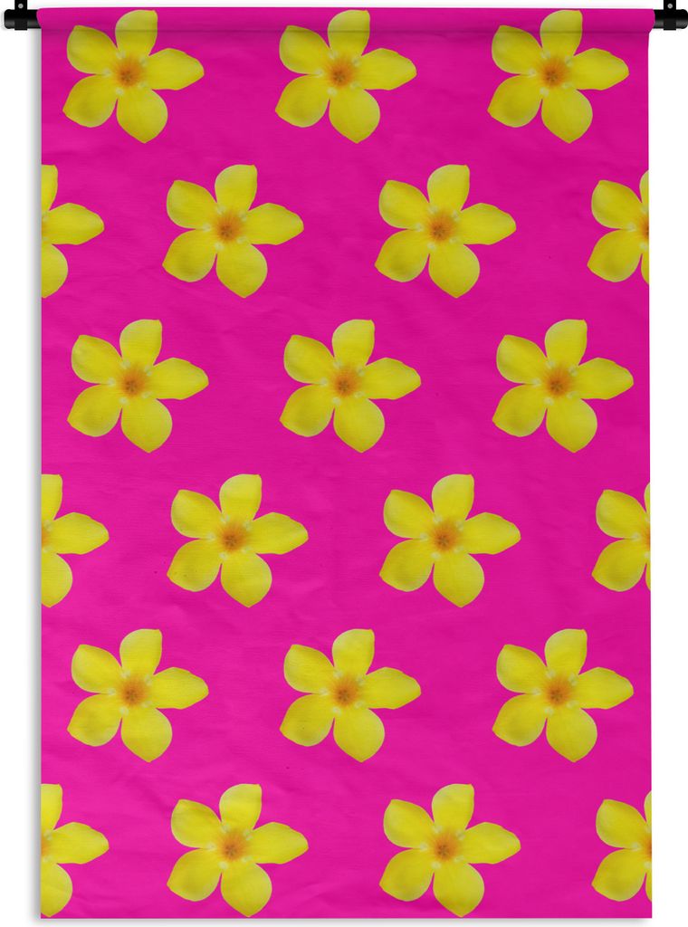 MuchoWow Wandteppich Wandbehang Blumen - Gelb - Muster 60x90 cm Tapisserie Dekoration Wandtuch - Foto-Teppich - Abwaschbar