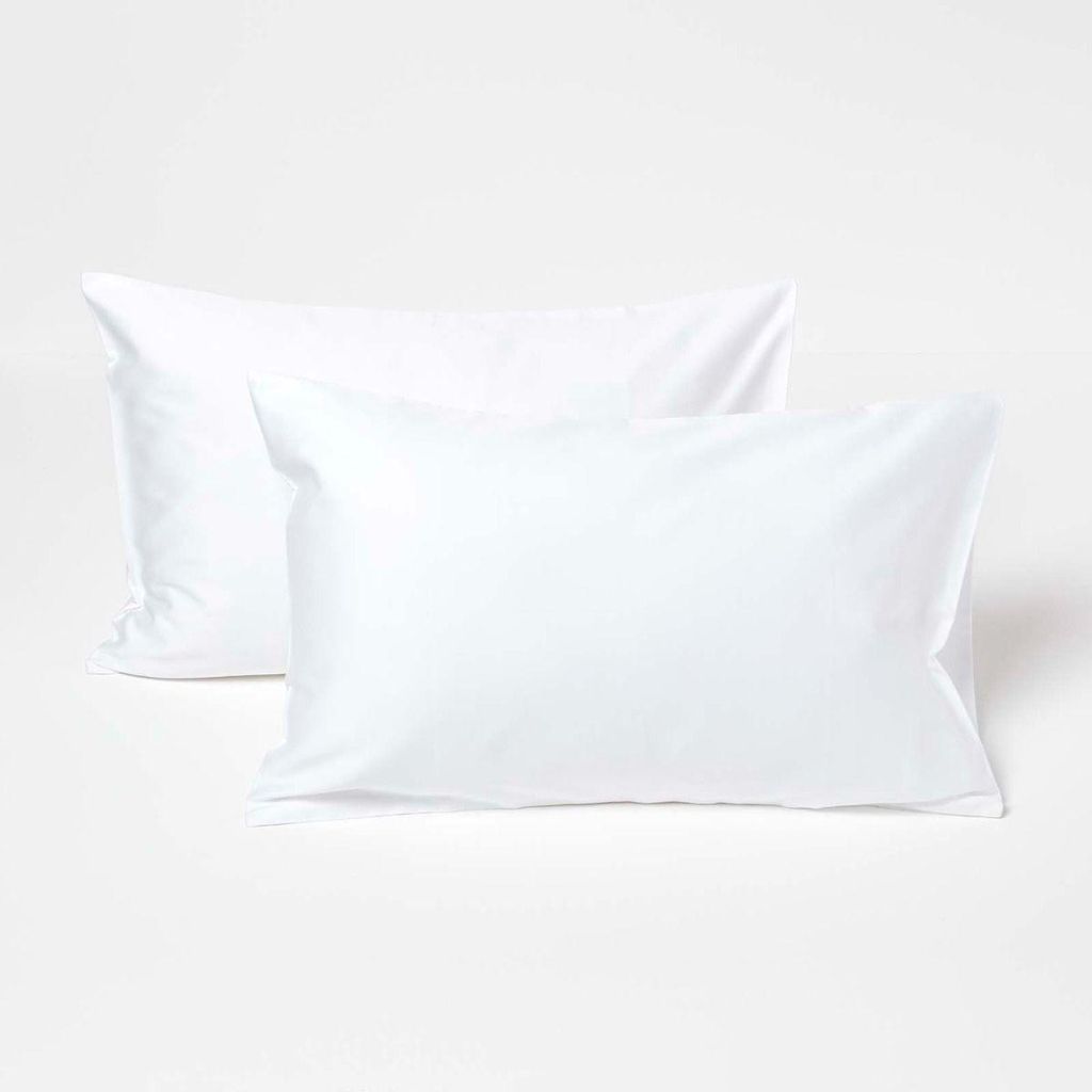 HOMESCAPES Taie d'oreiller 40 x 60 cm, blanc, 100% coton Image du produit 