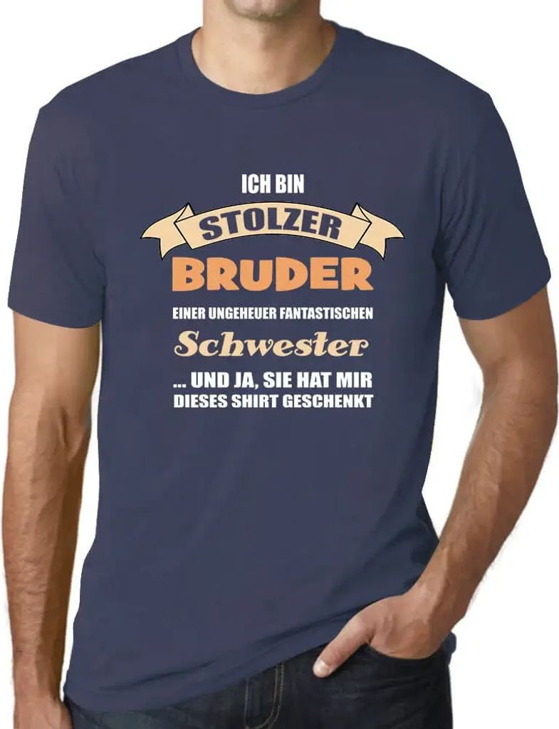 Herren Grafik T-Shirt Ich Bin Stolzer Bruder - Bruder Und Onkel Öko-Verantwortlich Vintage Jahrgang Kurzarm Lustige Druck Geburtstag Geschenk Mann