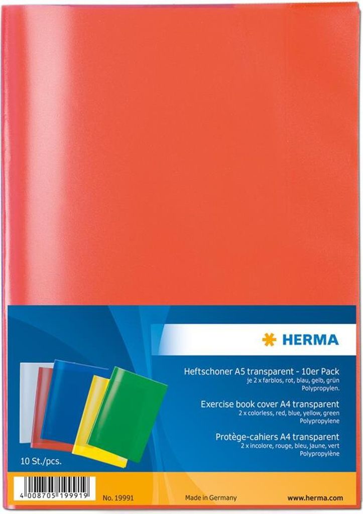 HERMA Heftschoner 10er Set A5 transparent (5 Farben) Immagine del prodotto 
