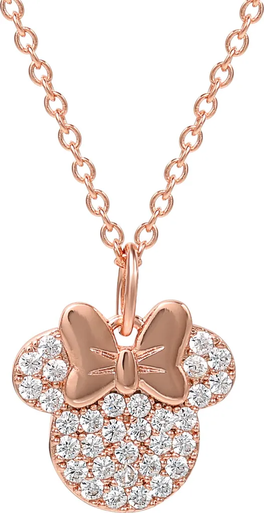 Collier Minnie en argent plaqué laiton or rose - Bijou Disney élégant