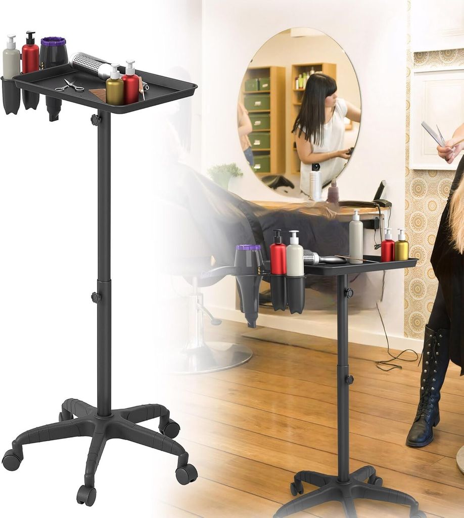 YUENFONG Friseurwagen Salon Rollwagen mit Ablagefläche Höhenverstellbares Salonwagen Hair Coloring Arbeitswagen Friseursalonwagen Trolley mit 5 R...
