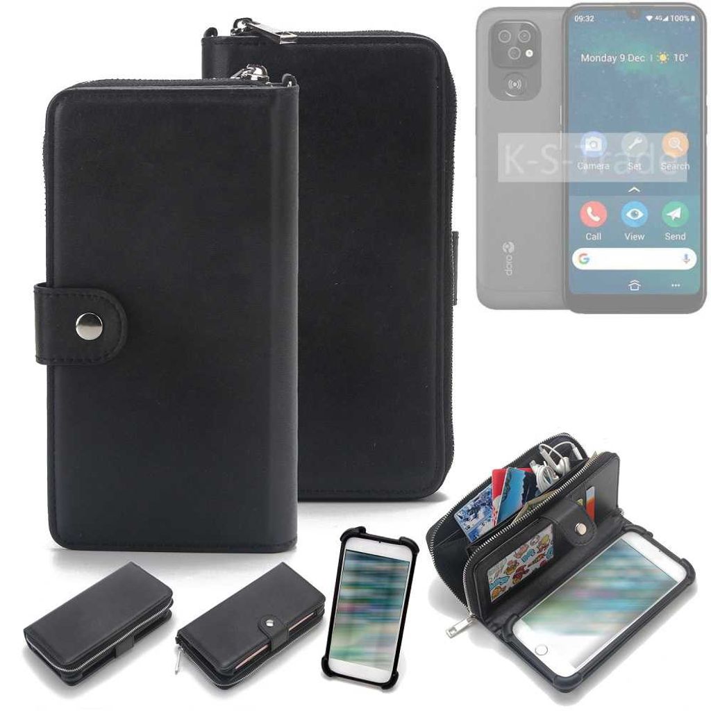 K-S-Trade 2in1 Handyhülle Schutzhülle kompatibel mit Doro 8100 & Portemonnee Cover Handy Hülle Case Etui Geldbörse Wallet Bookstyle Hülle