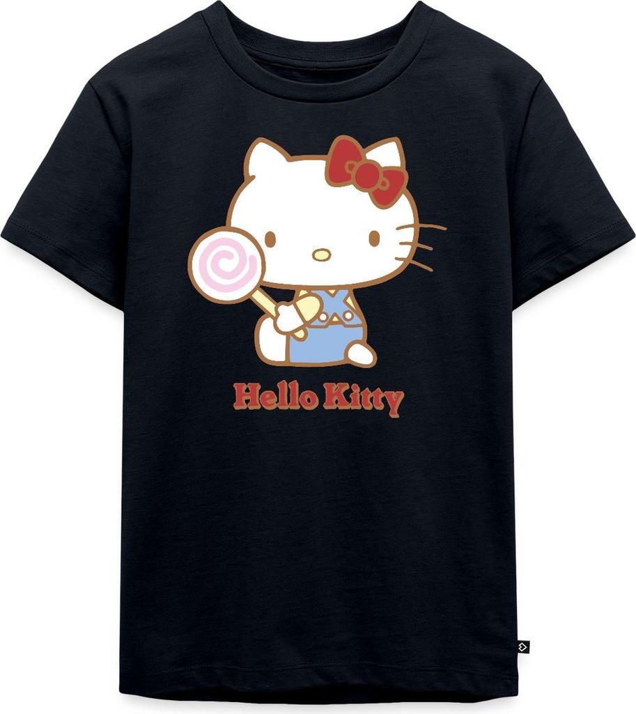Spreadshirt Hello Kitty Mit Lollipop Kinder Premium T-Shirt, 134/140 (8 Jahre), Navy